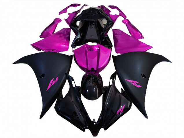 Matte Black and Pink 2012-2014 Yamaha R1 Motorcycle Fairing