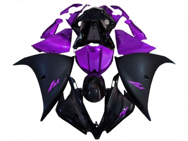 Matte Black and Purple 2012-2014 Yamaha R1 Motorcycle Fairing