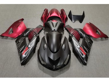 Matte Black and Red 2006-2011 Kawasaki ZX14R Motorcycle Fairing