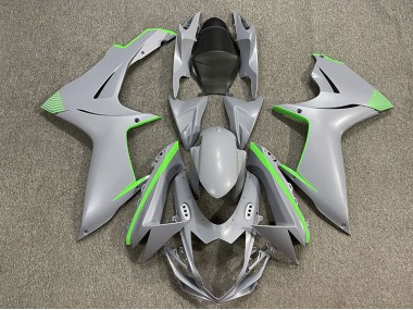 Matte Nardo Grey & Green Accents 2011-2024 Suzuki GSXR 600-750 Motorcycle Fairing