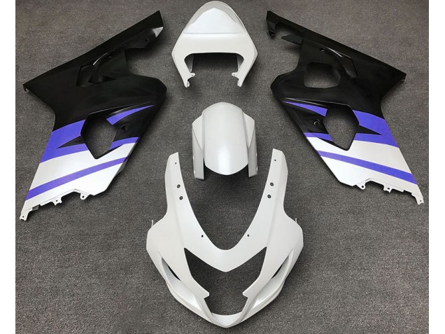 Matte White & Blue 2004-2005 Suzuki GSXR 600-750 Motorcycle Fairing