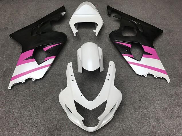 Matte White & Pink 2004-2005 Suzuki GSXR 600-750 Motorcycle Fairing