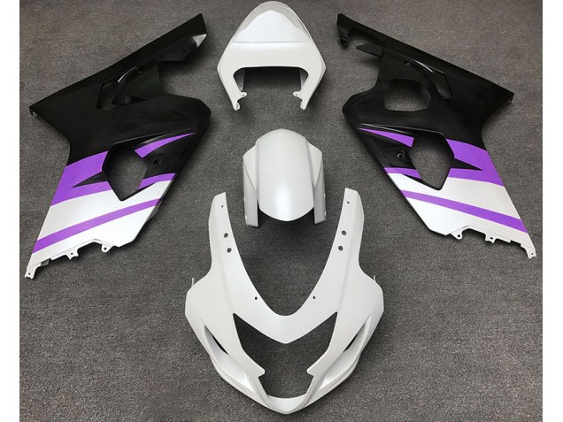 Matte White & Purple 2004-2005 Suzuki GSXR 600-750 Motorcycle Fairing