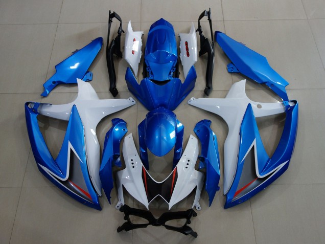 Metallic Blue & White 2008-2010 Suzuki GSXR 600-750 Motorcycle Fairing