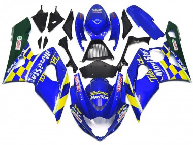 MoviStar Blue and Yellow Check 2005-2006 Suzuki GSXR 1000 Motorcycle Fairing