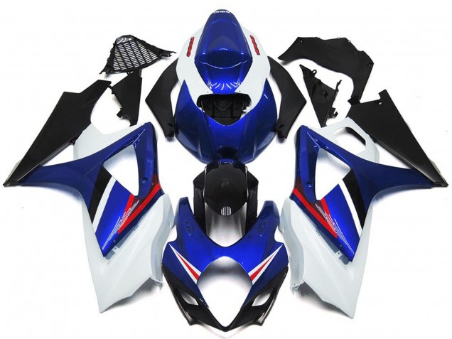 OEM Style Gloss Blue and White Red 2007-2008 Suzuki GSXR 1000 Motorcycle Fairing