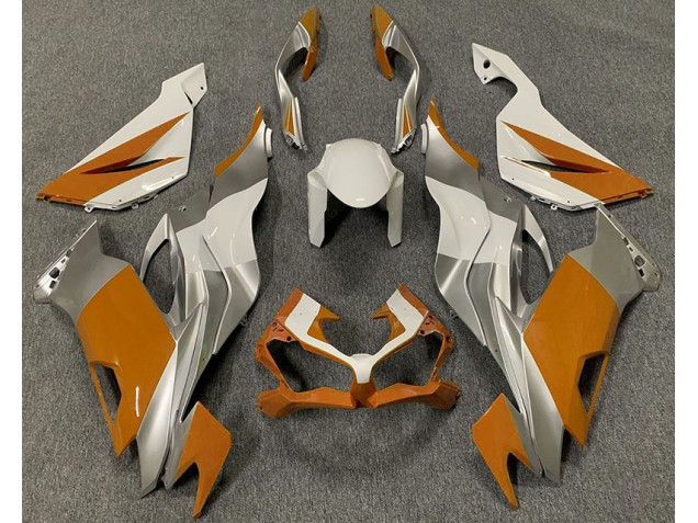 Orange White and Silver 2019-2023 Kawasaki ZX6R Motorcycle Fairing