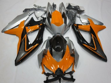 Orange and Silver 2008-2010 Suzuki GSXR 600-750 Motorcycle Fairing