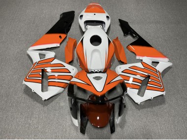 Orange and White Wings 2005-2006 Honda CBR600RR Motorcycle Fairing