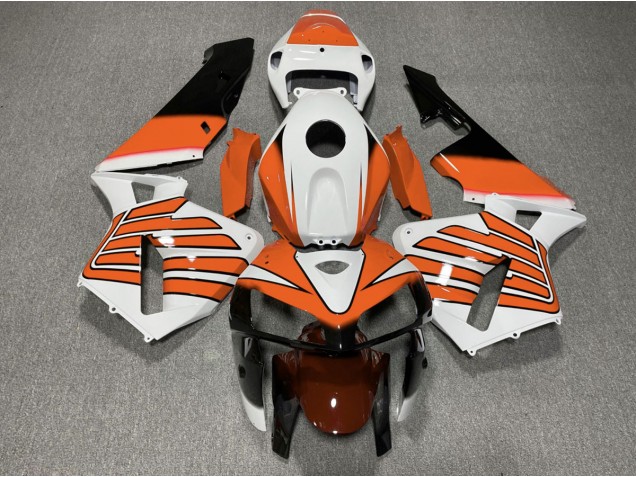 Orange and White Wings 2005-2006 Honda CBR600RR Motorcycle Fairing