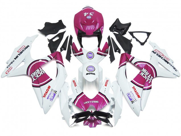 Pink 34 Lucky Strike 2008-2010 Suzuki GSXR 600-750 Motorcycle Fairing