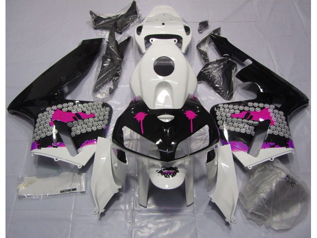 Pink Splatter on Gloss Black 2005-2006 Honda CBR600RR Motorcycle Fairing