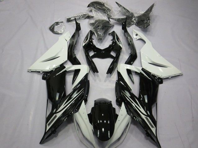 Plain Gloss Black White 2013-2018 Kawasaki ZX6R Motorcycle Fairing