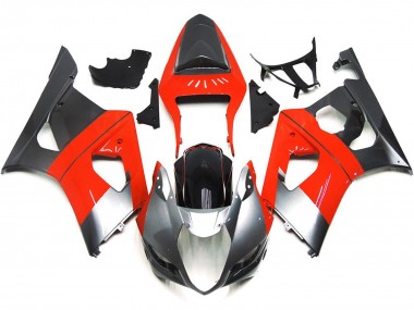 Plain Red and Silver 2003-2004 Suzuki GSXR 1000 Motorcycle Fairing