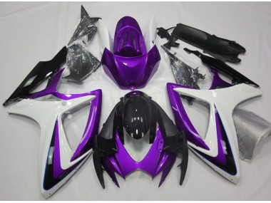 Purple & White Debadged 2006-2007 Suzuki GSXR 600-750 Motorcycle Fairing