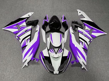 Purple White and Black Zag 2009-2012 Kawasaki ZX6R Motorcycle Fairing