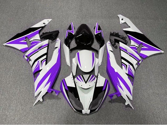 Purple White and Black Zag 2009-2012 Kawasaki ZX6R Motorcycle Fairing