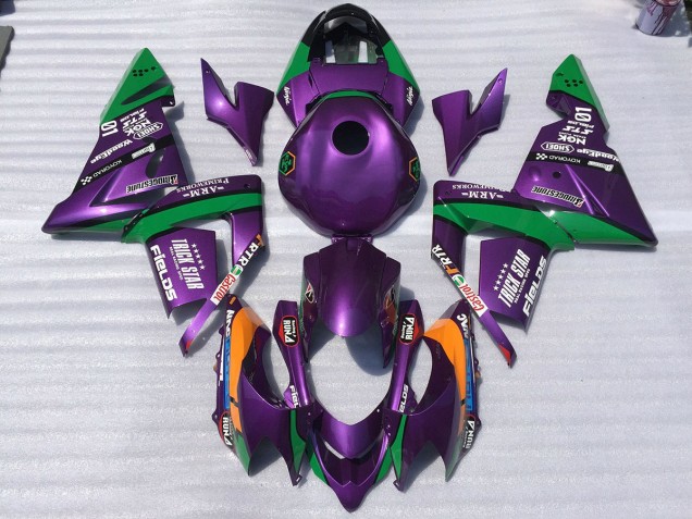 Purple and Green Trickstar 2004-2005 Kawasaki ZX10R Motorcycle Fairing