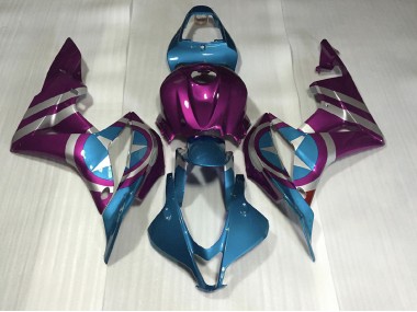 Purple and Light Blue Captain America 2007-2008 Honda CBR600RR Motorcycle Fairing