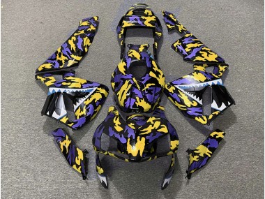 Purple and Yellow Camo 2003-2004 Honda CBR600RR Motorcycle Fairing