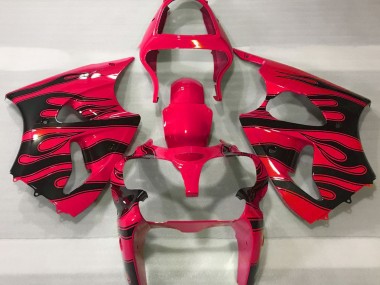 Red & Black Flame 2000-2002 Kawasaki ZX6R Motorcycle Fairing