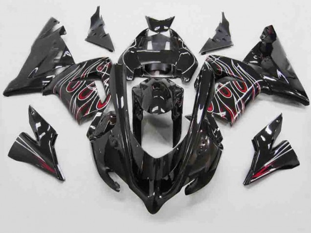 Red Black Flame 2004-2005 Kawasaki ZX10R Motorcycle Fairing