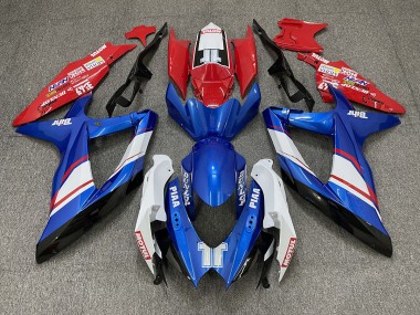 Red Blue and White Gloss Custom Style 2008-2010 Suzuki GSXR 600-750 Motorcycle Fairing