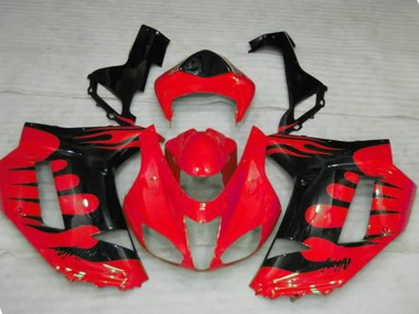 Red Flame 2007-2008 Kawasaki ZX6R Motorcycle Fairing