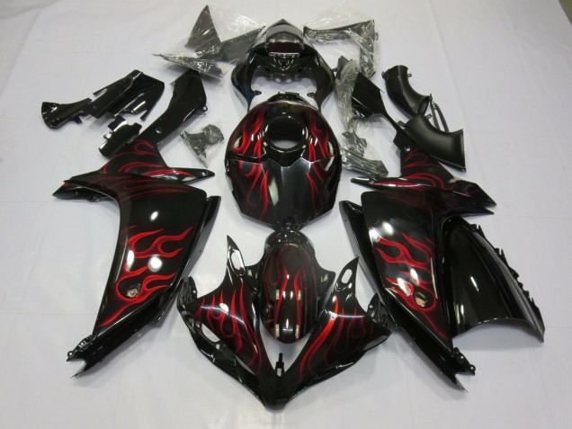 Red Flame 2007-2008 Yamaha R1 Motorcycle Fairing