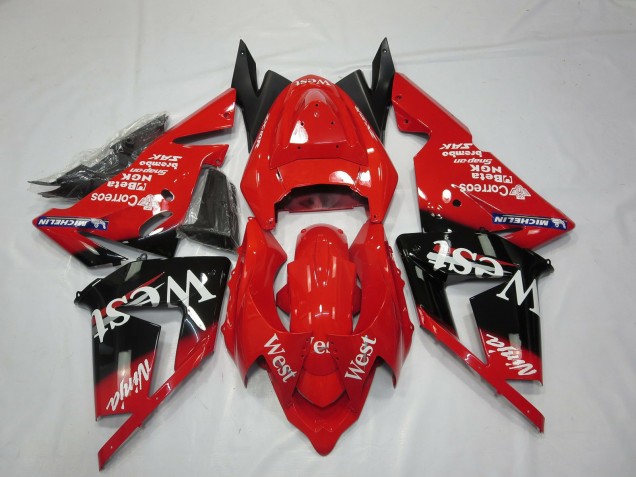 Red West 2004-2005 Kawasaki ZX10R Motorcycle Fairing