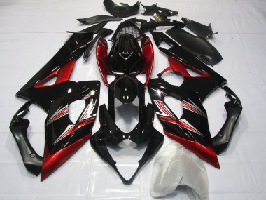 Red and Black Flare 2005-2006 Suzuki GSXR 1000 Motorcycle Fairing