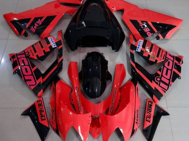 Red and Black & Logos 2004-2005 Kawasaki ZX10R Motorcycle Fairing