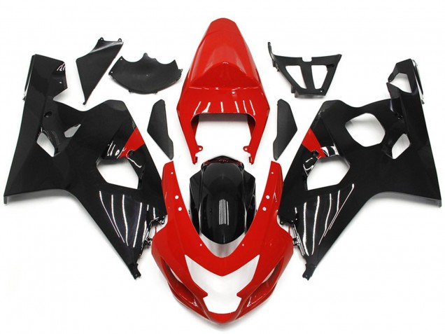 Red and Gloss Black Style 2004-2005 Suzuki GSXR 600-750 Motorcycle Fairing