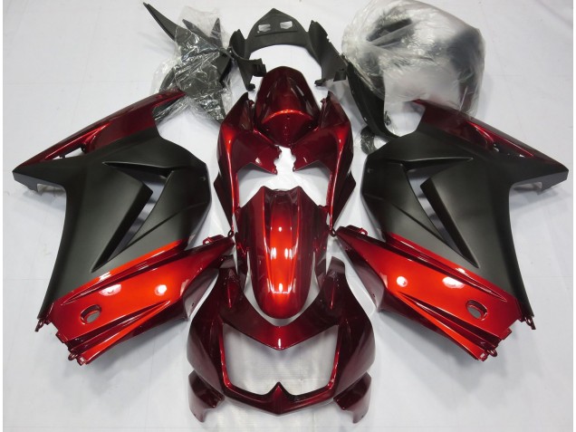 Red and Matte Black 2008-2012 Kawasaki Ninja 250 Motorcycle Fairing