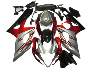 Red and Silver 2005-2006 Suzuki GSXR 1000 Motorcycle Fairing