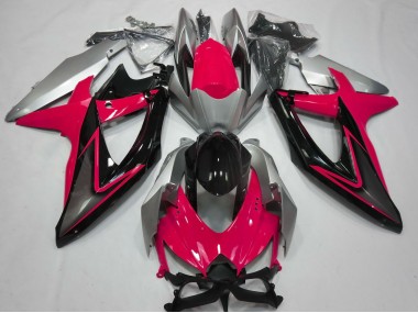 Red and Silver 2008-2010 Suzuki GSXR 600-750 Motorcycle Fairing