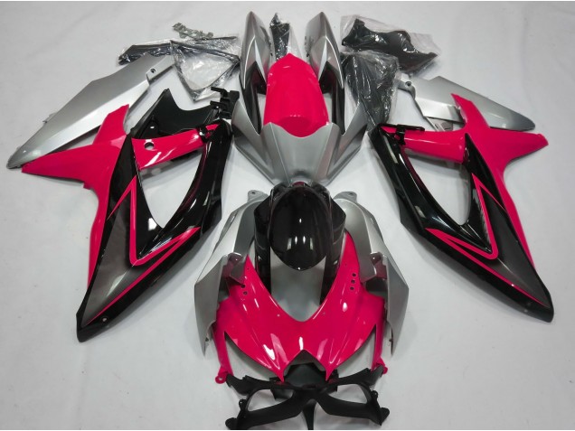 Red and Silver 2008-2010 Suzuki GSXR 600-750 Motorcycle Fairing