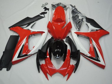 Red and White 2006-2007 Suzuki GSXR 600-750 Motorcycle Fairing