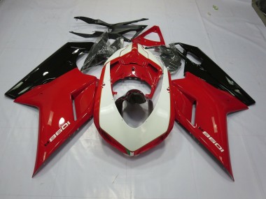 Red and White 2007-2014 Ducati Ducati 848 1098 1198 Motorcycle Fairing