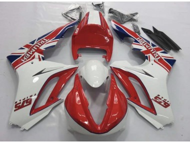 Red and White 2009-2012 Triumph Daytona 675 Motorcycle Fairing