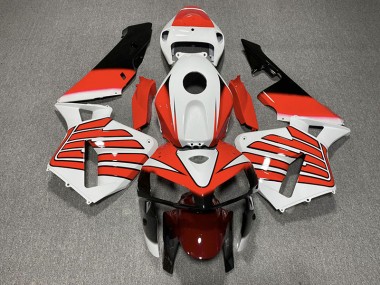 Red and White Wings 2005-2006 Honda CBR600RR Motorcycle Fairing