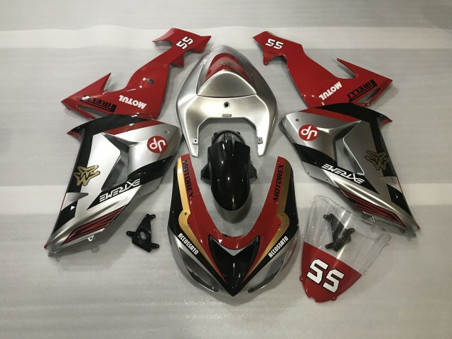 Shiny Silver & Red 2006-2007 Kawasaki ZX10R Motorcycle Fairing