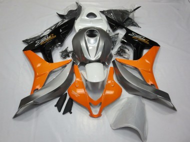 Silver White and Orange 2007-2008 Honda CBR600RR Motorcycle Fairing