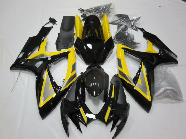 Silver and Black Yellow 2006-2007 Suzuki GSXR 600-750 Motorcycle Fairing