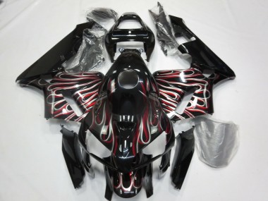 Silver and Red Flame 2005-2006 Honda CBR600RR Motorcycle Fairing