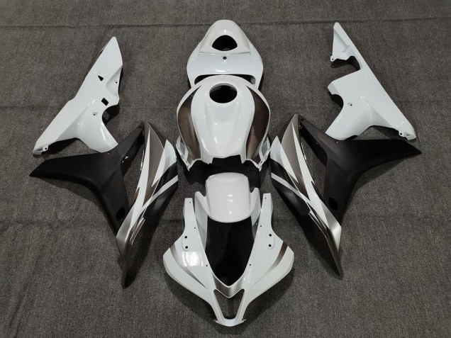 White Graphite and Black 2007-2008 Honda CBR600RR Motorcycle Fairing