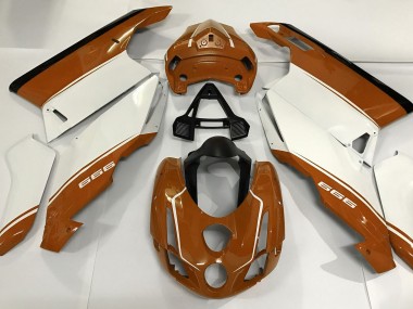 White Orange and Black 2003-2004 Ducati Ducati 749 999 Motorcycle Fairing