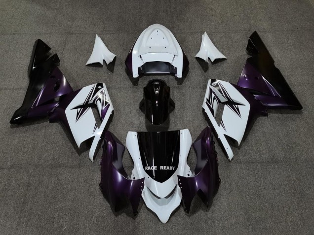 White Purple and Black 2004-2005 Kawasaki ZX10R Motorcycle Fairing