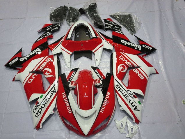 White Red 2006-2007 Kawasaki ZX10R Motorcycle Fairing