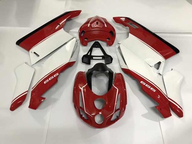 White Red and Black 2003-2004 Ducati Ducati 749 999 Motorcycle Fairing